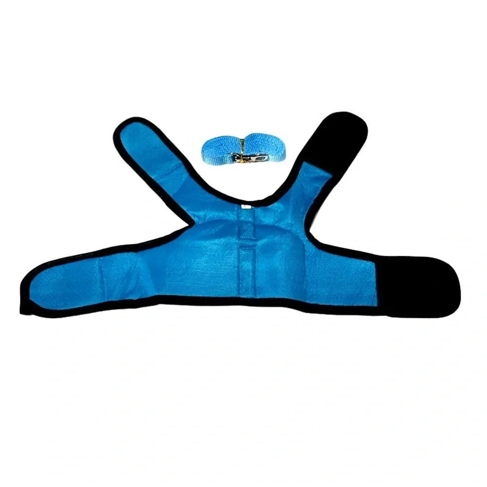 Turquoise all-weather padded mesh cat harness with bell & leash 2 piece set NWT